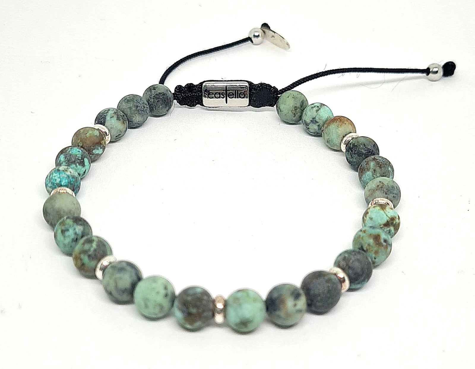Silver 925 Bracelet Minimal, Africa with rondel, 6mm stone | Castello Jewels