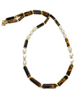 Hand Made Necklace Silver Gold Plated 925 Tigers Eye Stone 6mm | Castello Jewels