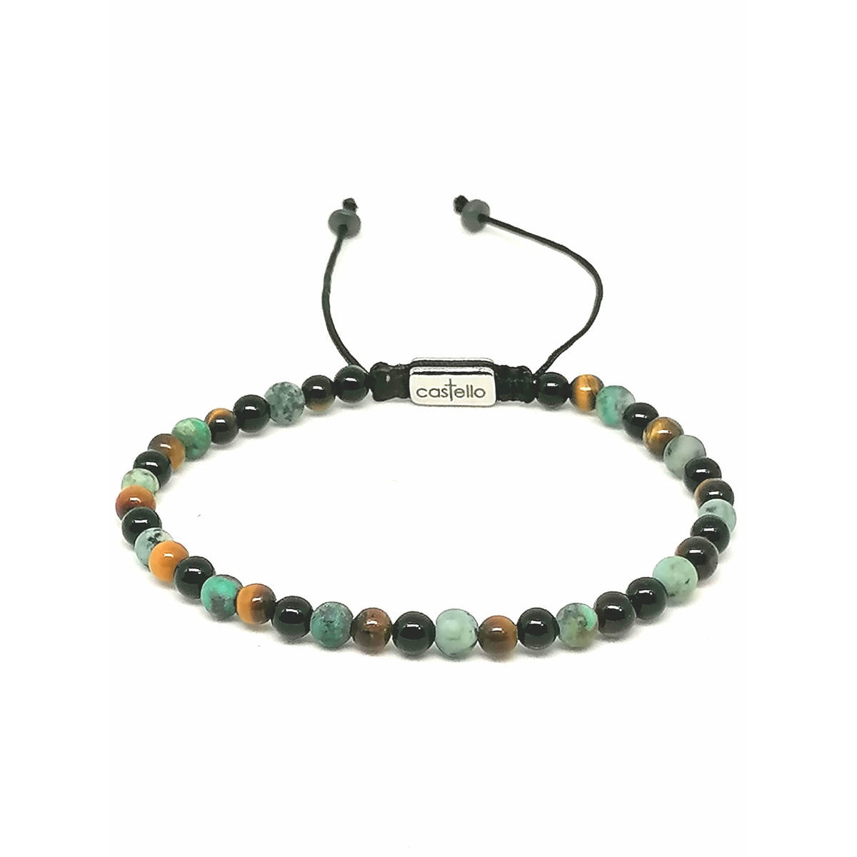 Onyx, African Turquoise & Tiger's Eye Bracelet, 4mm, view 3 | Castello Jewels