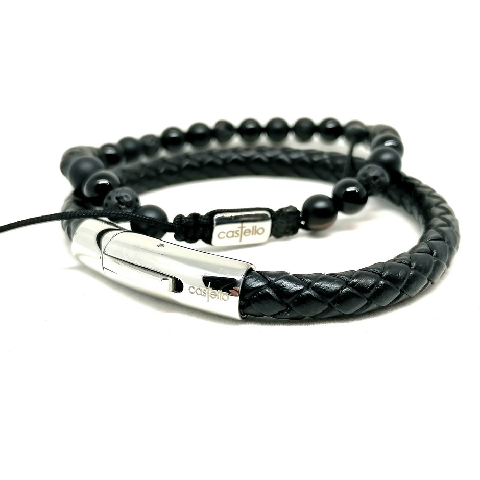 Onyx & Lava Bracelet, view 3, 6mm | Castello Jewels