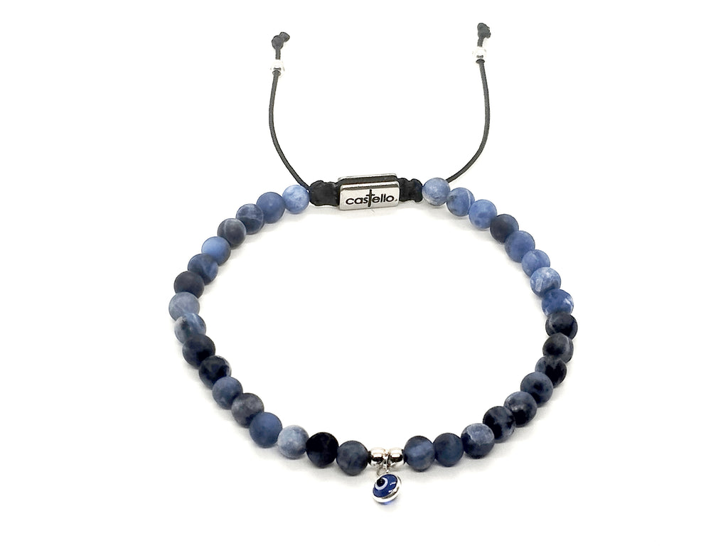 Hand Made Bracelet Evil Eye 925, Sodalite stone 4mm | Castello Jewels