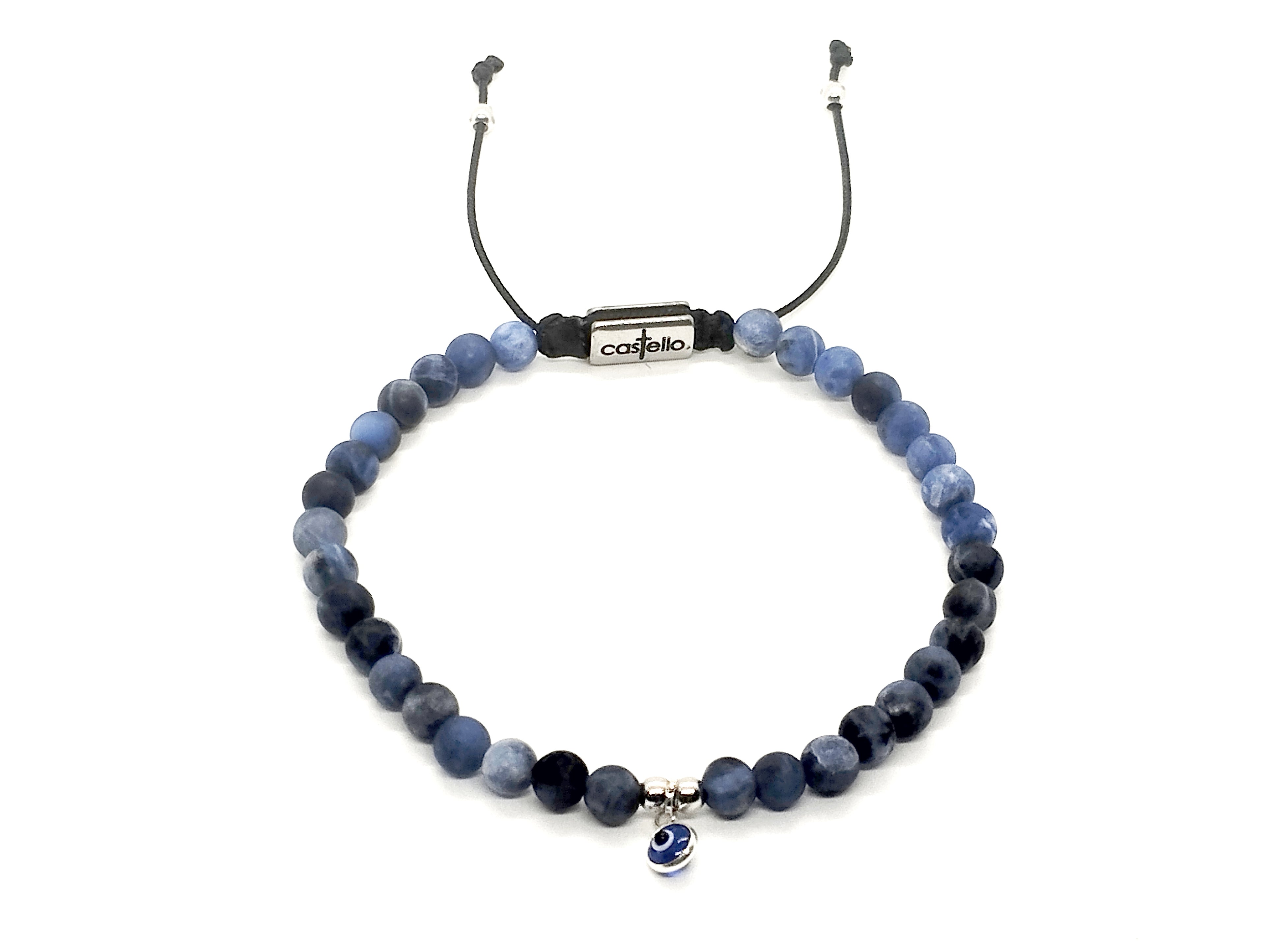 Hand Made Bracelet Evil Eye 925, Sodalite stone 4mm | Castello Jewels