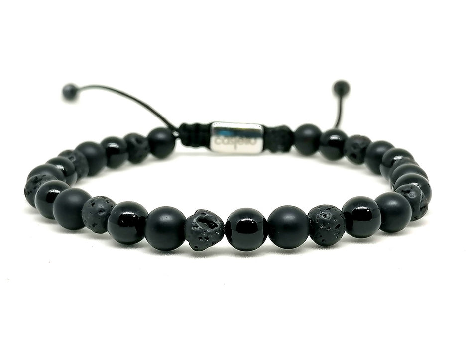 Hand Made Bracelet Onyx Mat, Onyx Polish, Lava stone 6mm | Castello Jewels