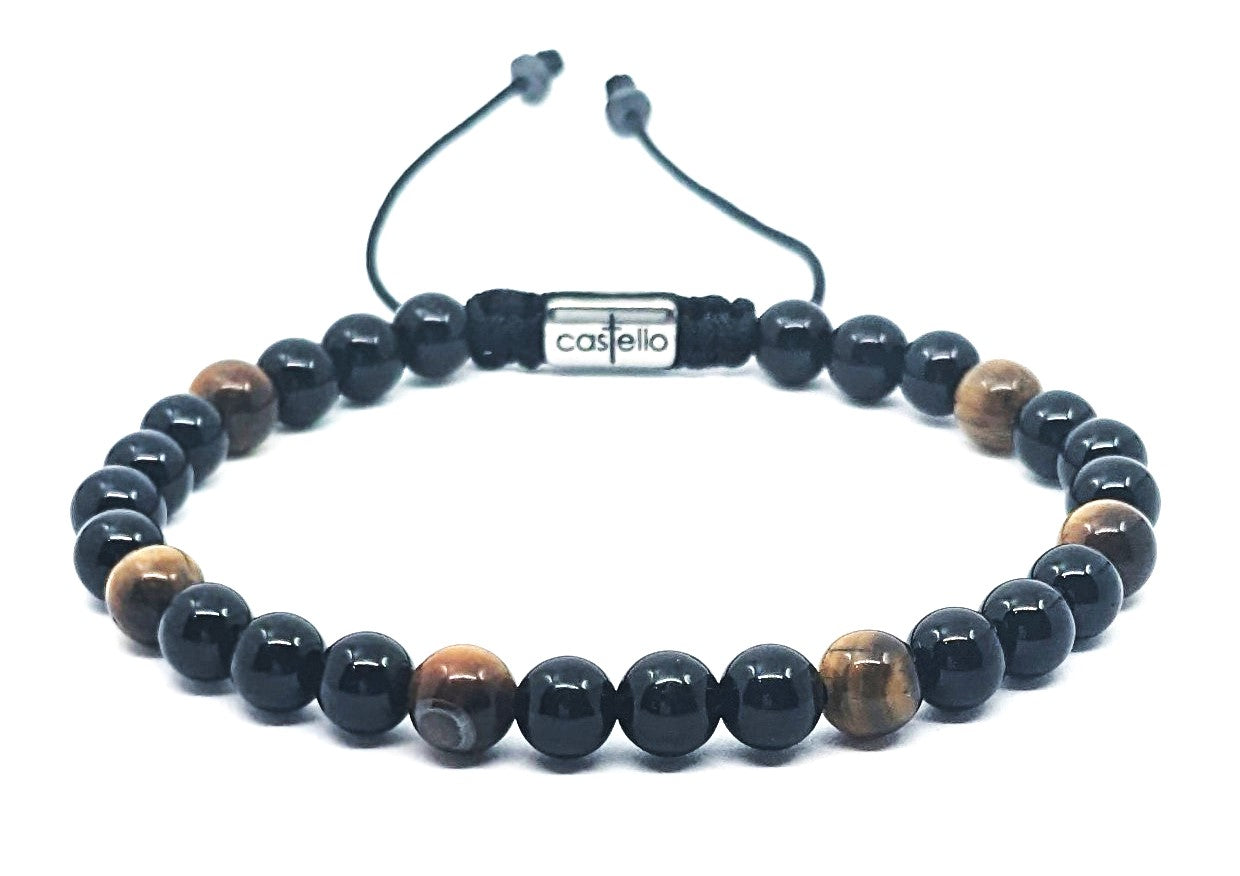 Gemstone Bracelet Onyx, Tiger's Eye stone 6mm | Castello Jewels
