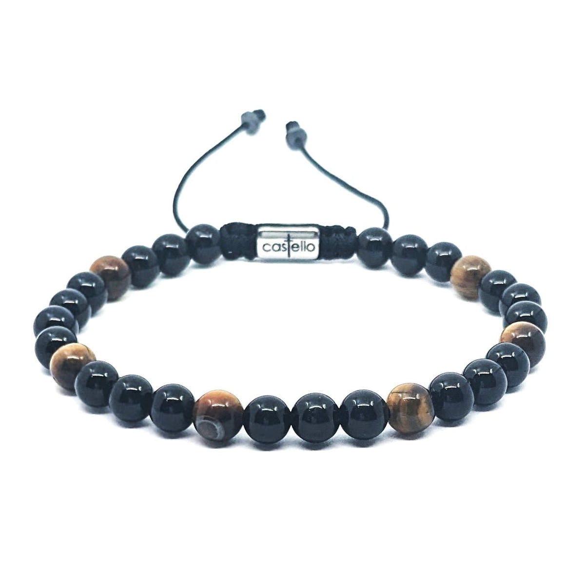 Onyx & Tiger's Eye Beaded Bracelet, 6mm | Castello Jewels