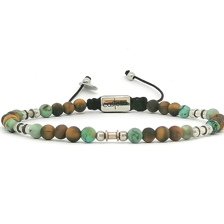 Tiger's Eye & African Turquoise Bracelet, Natural Stone, 4mm | Castello Jewels