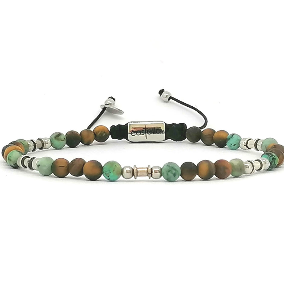 Tiger's Eye & African Turquoise Bracelet, Natural Stone, 4mm | Castello Jewels