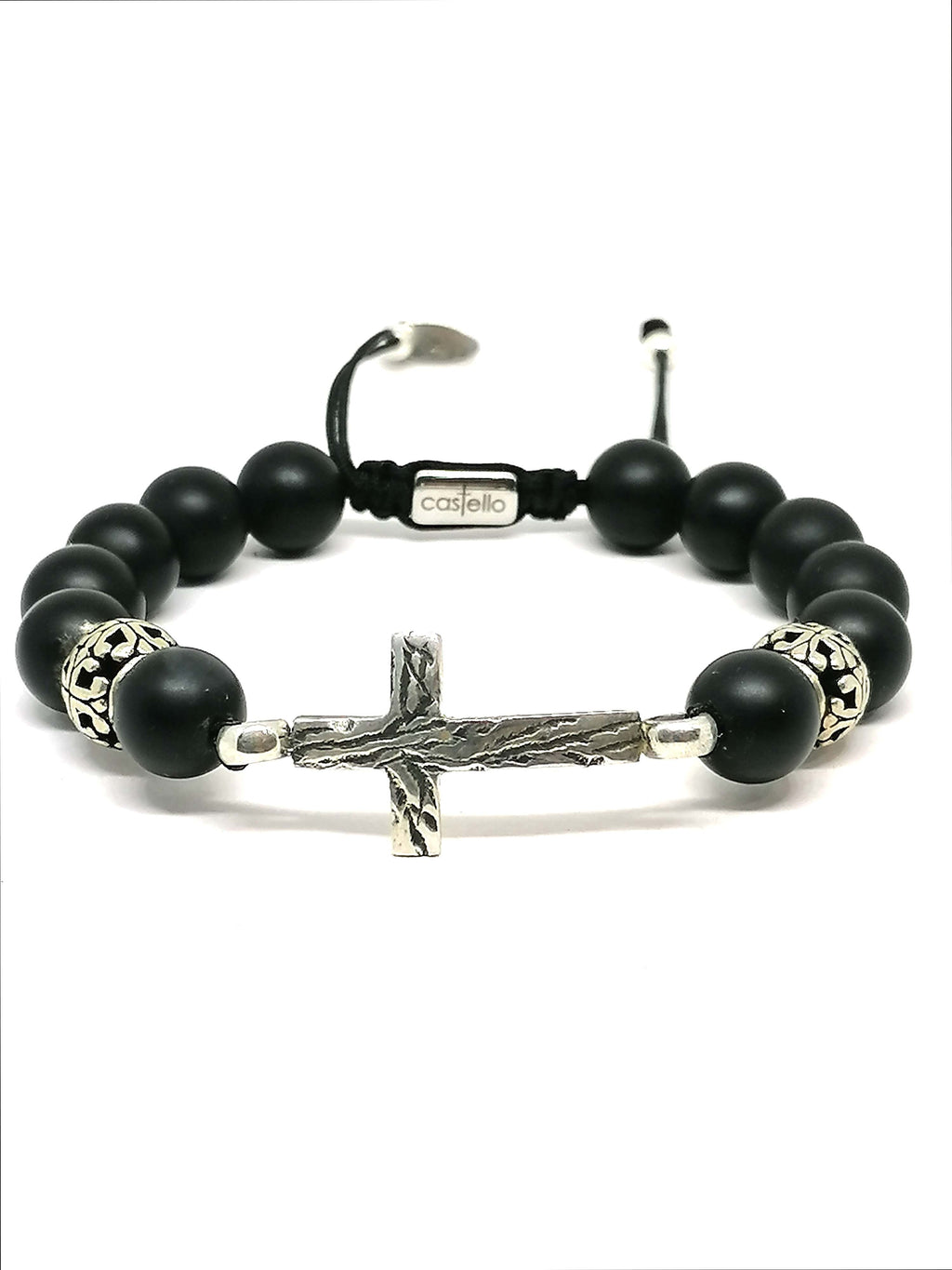 CROSS SILVER 925 Bracelet Onyx Mat — view 3 | Castello Jewels