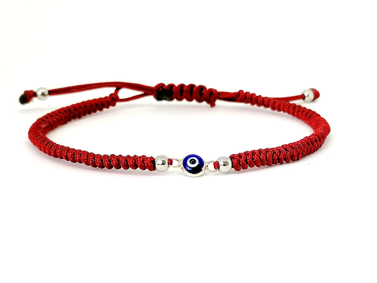 Evil Eye Cord Bracelet, Sterling Silver, Grey | Castello Jewels