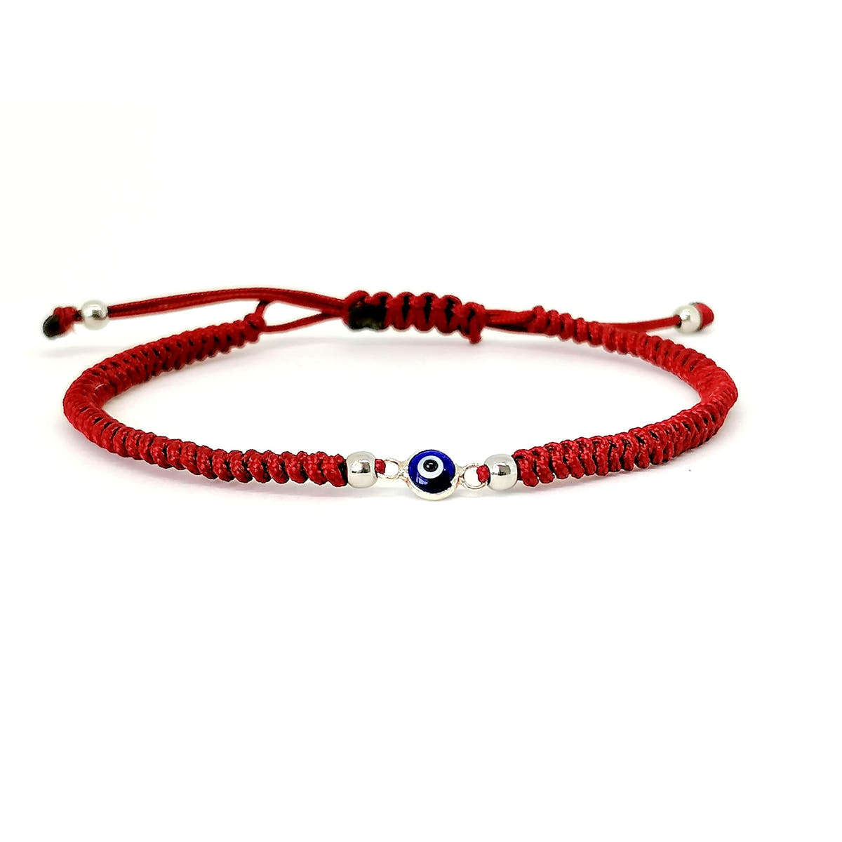 Evil Eye Cord Bracelet, Sterling Silver, Grey | Castello Jewels