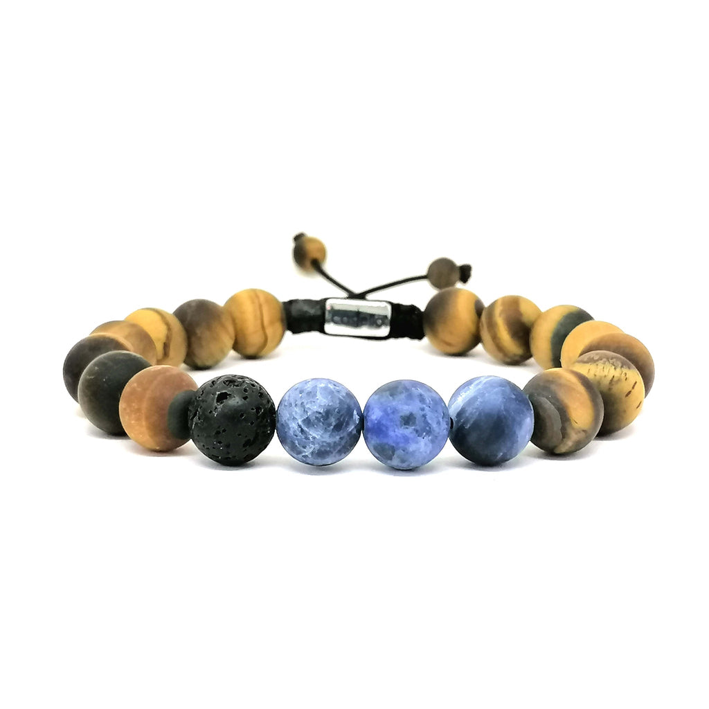 Tiger's Eye & Sodalite Boho Bracelet, 10mm | Castello Jewels