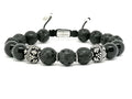 Hand Made Silver Bracelet MyKing Lava, Onyx Polish stone 10mm | Castello Jewels