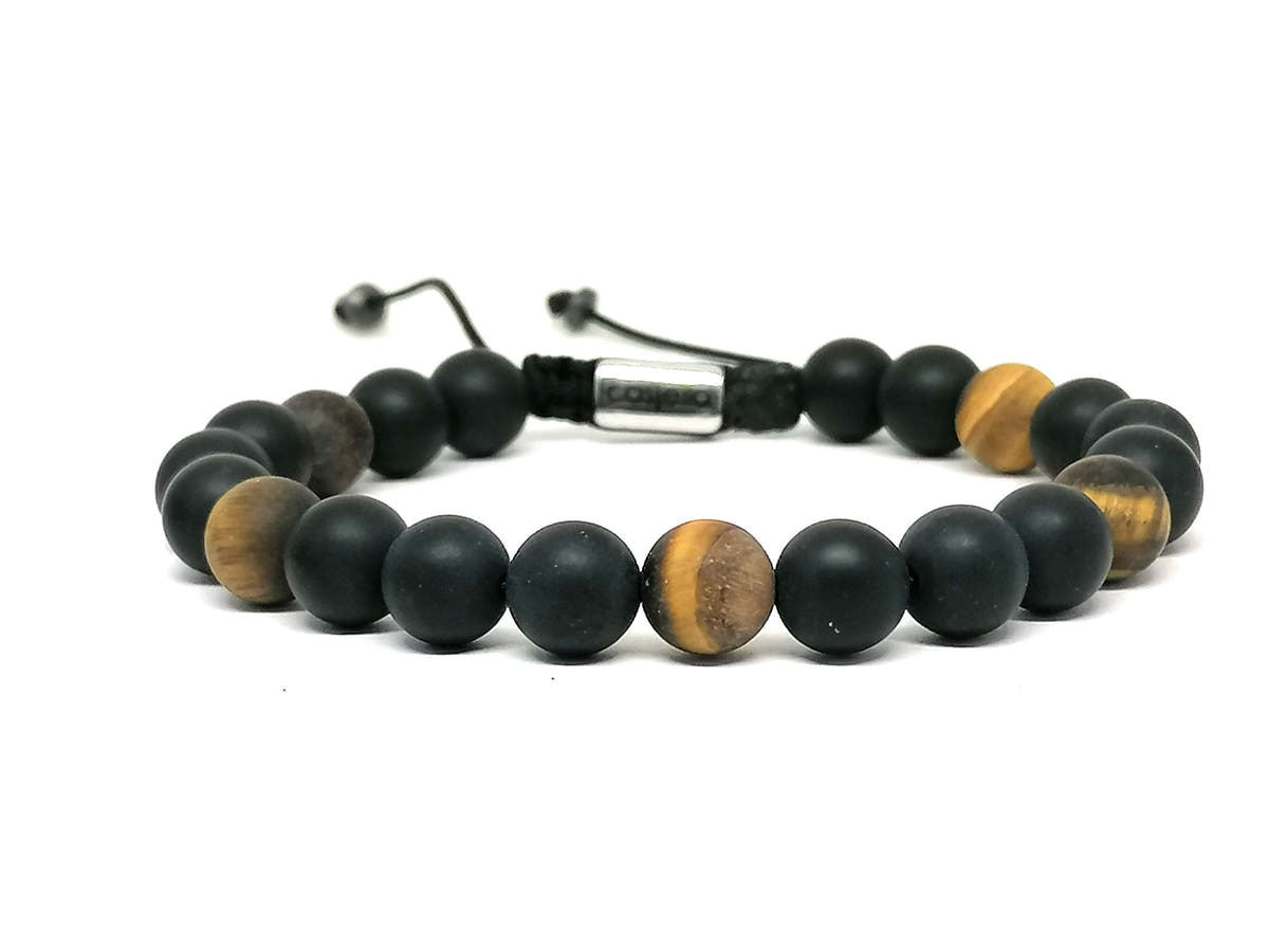 Onyx & Tiger's Eye Stacking Bracelet, 8mm | Castello Jewels