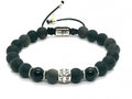 Hand Made Silver Bracelet Knights, Obsidian, Onyx Polish stone 8mm | Castello Jewels