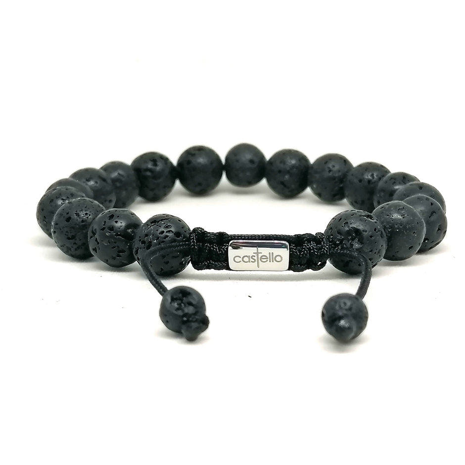 Lava Stone Stacking Bracelet, 10mm, view 3 | Castello Jewels