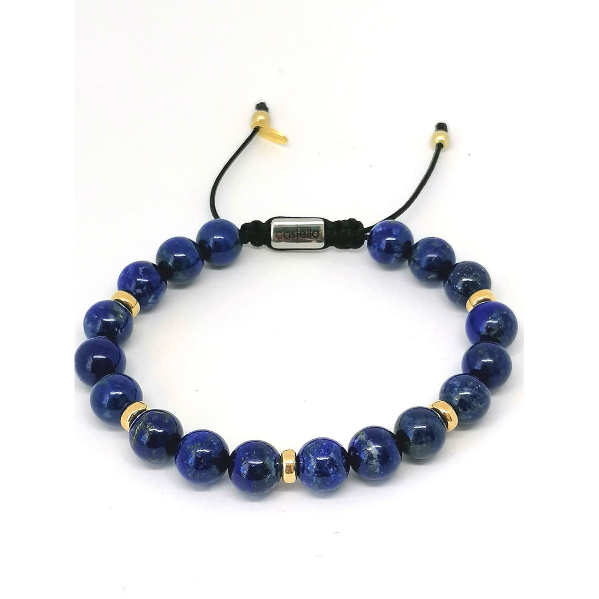 Aegean Silver 925 Gold Plated Bracelet, Lapis Lazuli Stone 10mm — view 3 | Castello Jewels