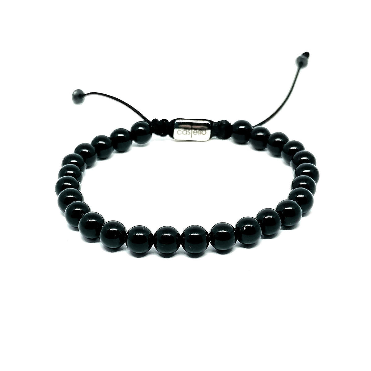 Polished Onyx Bracelet, Water-Resistant, view 2, 6mm | Castello Jewels