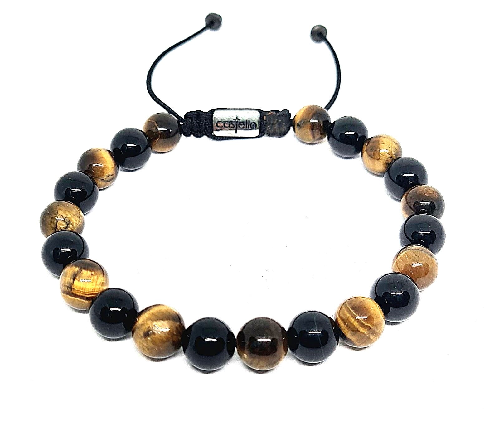 Hand Made Bracelet Onyx Polish, Tiger's Eye Polish 8mm stone | Castello Jewels