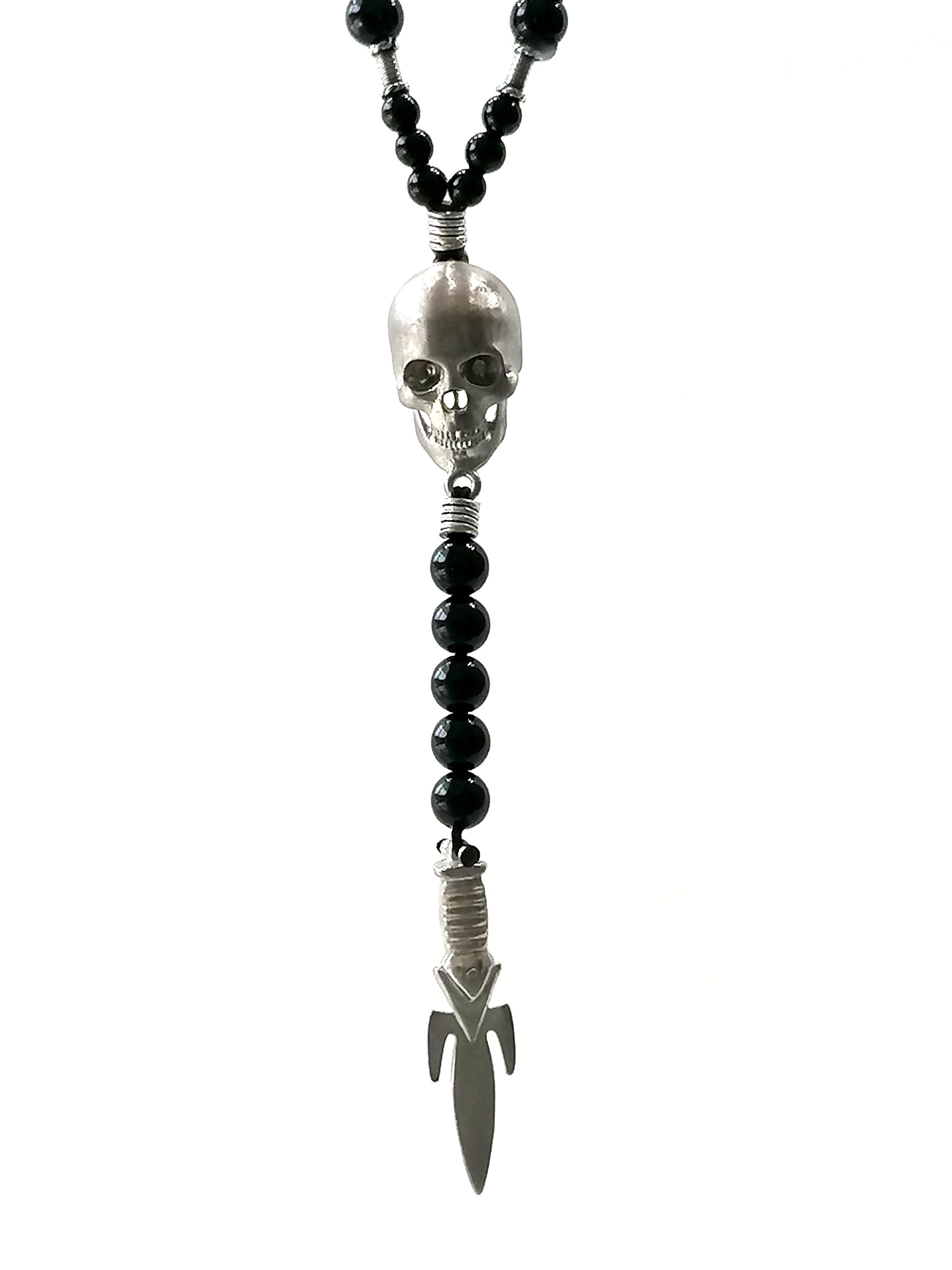 Rosary Skull, Silver 925, Onyx stone — view 3 | Castello Jewels