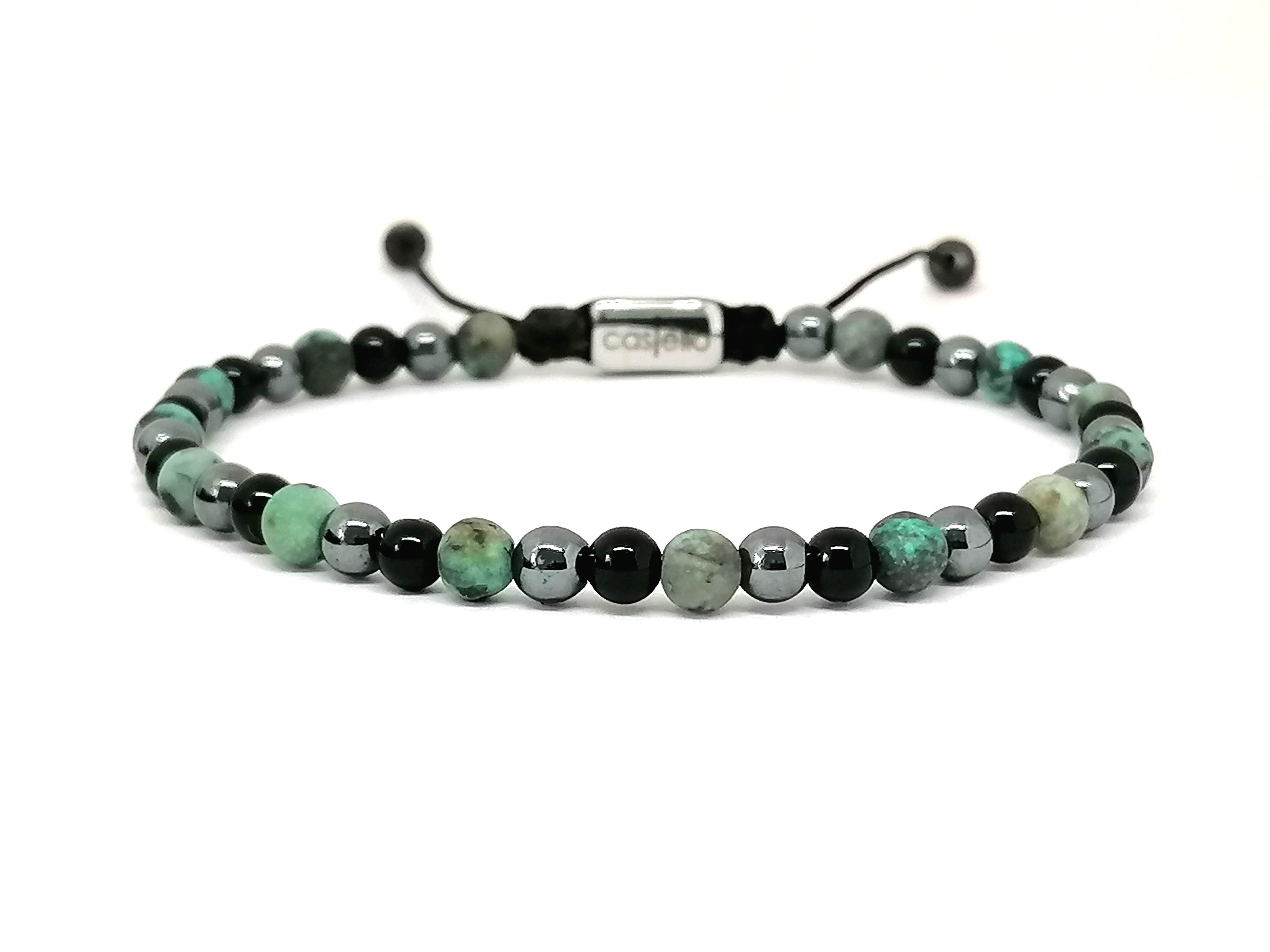 Bracelet with Onyx, African Turquoise and Hematite stones of 4mm. | Castello Jewels