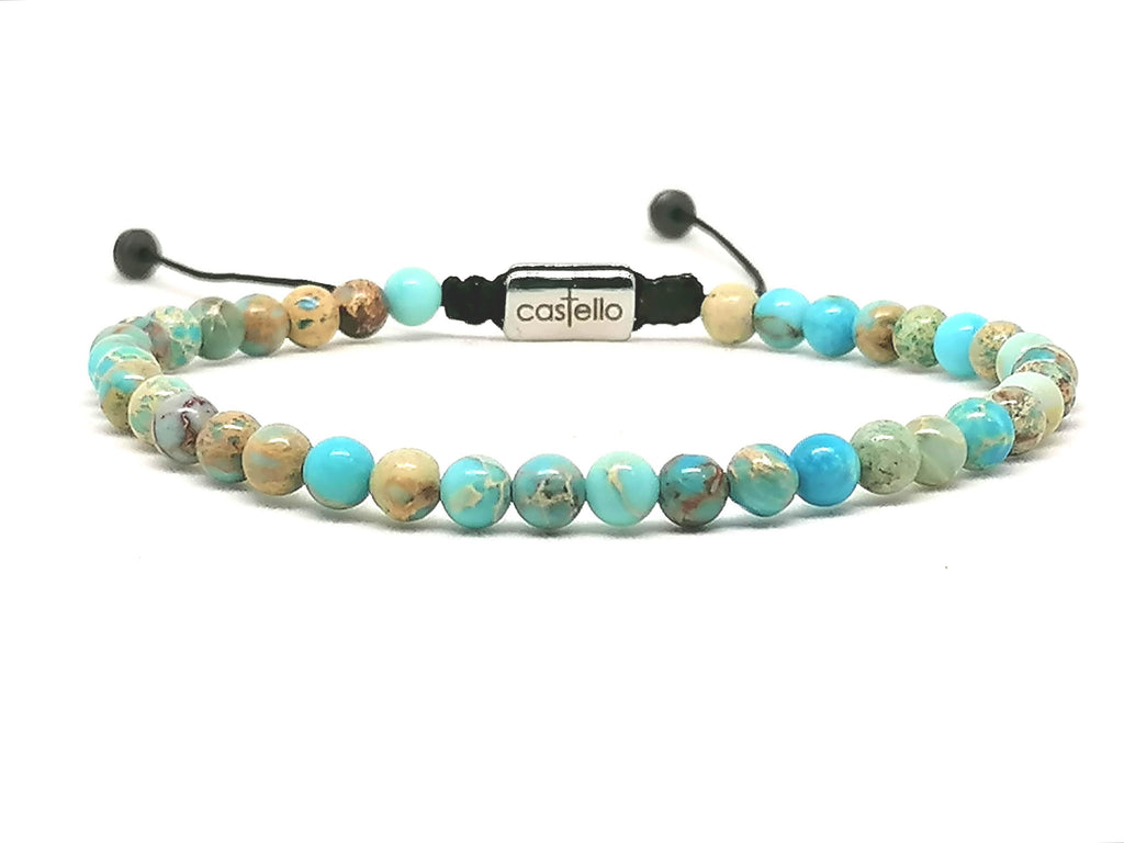 Hand Made Bracelet Jasper Turquoise stone of 4mm. — view 2 | Castello Jewels