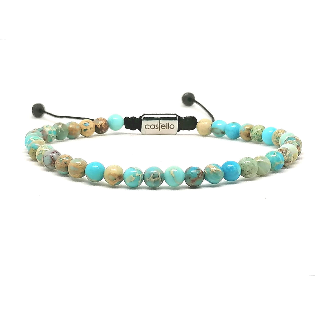 Jasper Turquoise Bracelet, 4mm, view 2 | Castello Jewels