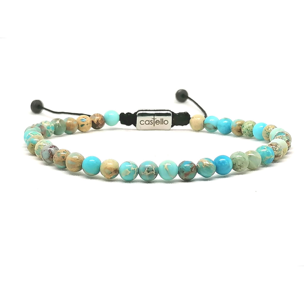 Jasper Turquoise Bracelet, 4mm, view 2 | Castello Jewels