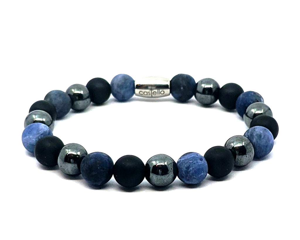 Gemstone Bracelet Sodalite, Onyx, Hematite stone 8mm — view 2 | Castello Jewels