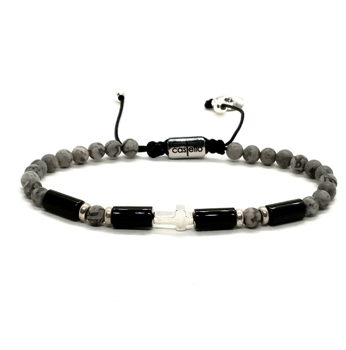 Labradorite Cross Bracelet for Men, 4mm | Castello Jewels