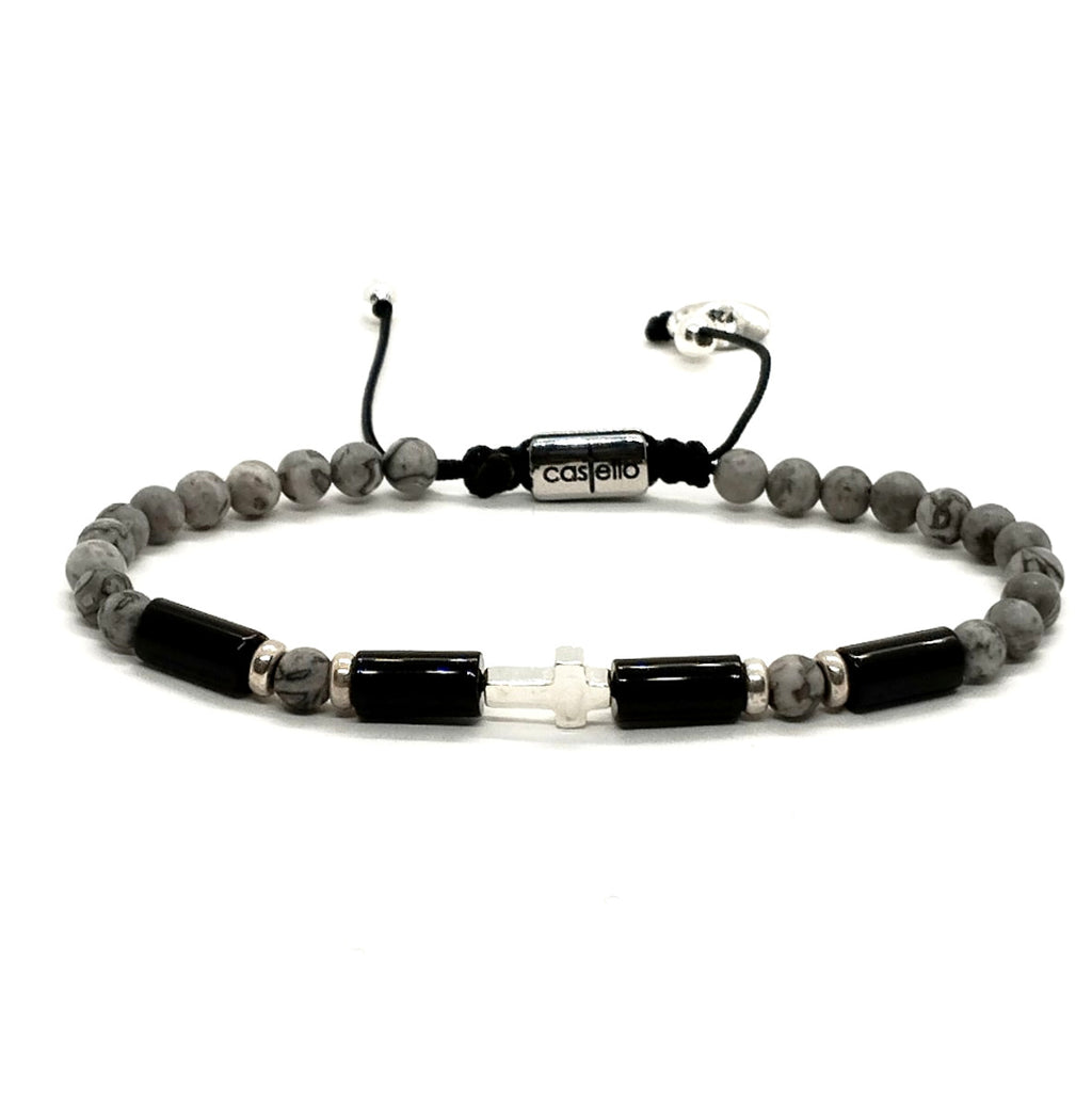 CROSS SILVER 925 Bracelet Lambradorite stone 4mm | Castello Jewels