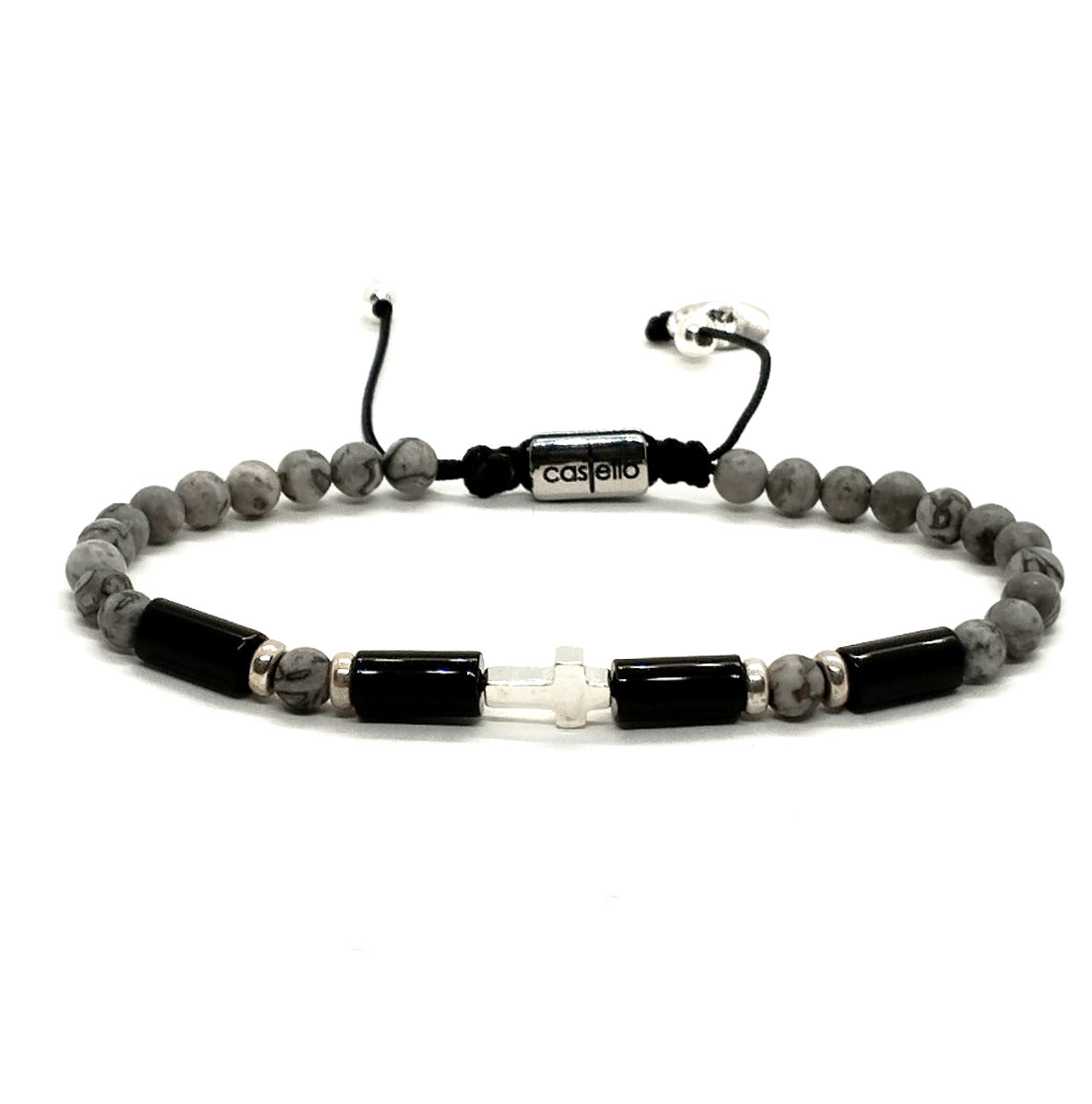 CROSS SILVER 925 Bracelet Lambradorite stone 4mm | Castello Jewels