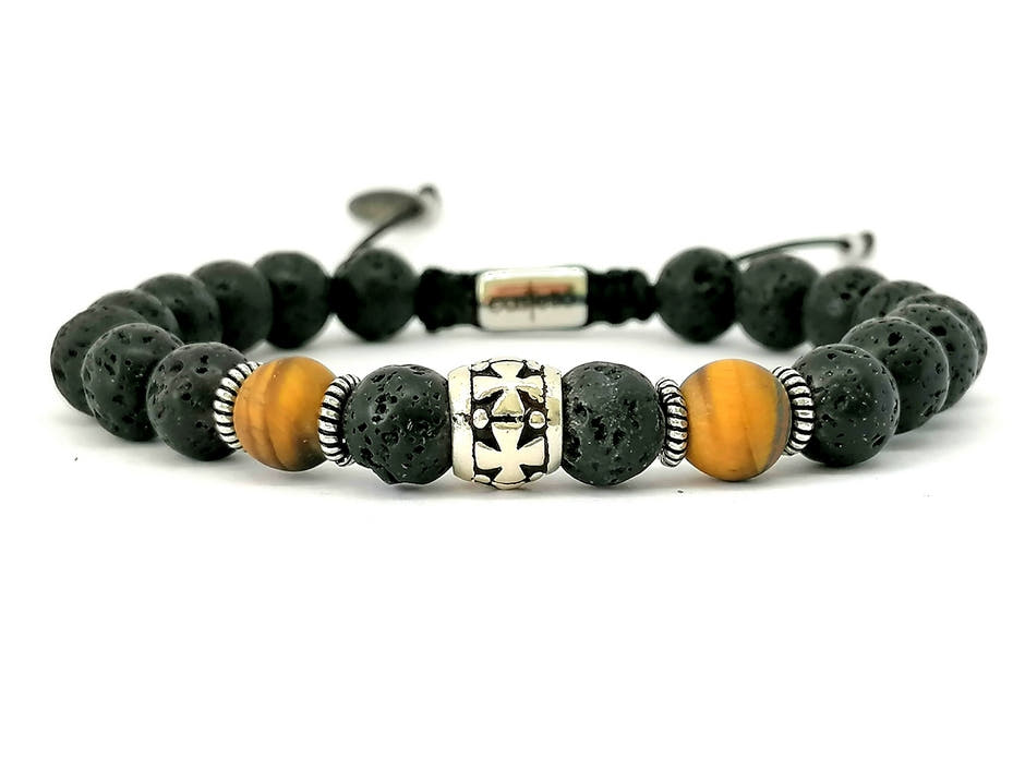 Knights Lava & Matte Tiger's Eye Bracelet, 8mm | Castello Jewels