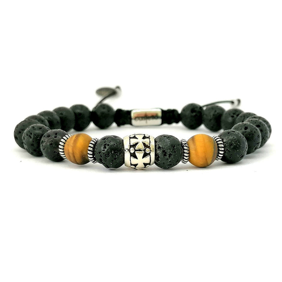 Knights Lava & Matte Tiger's Eye Bracelet, 8mm | Castello Jewels