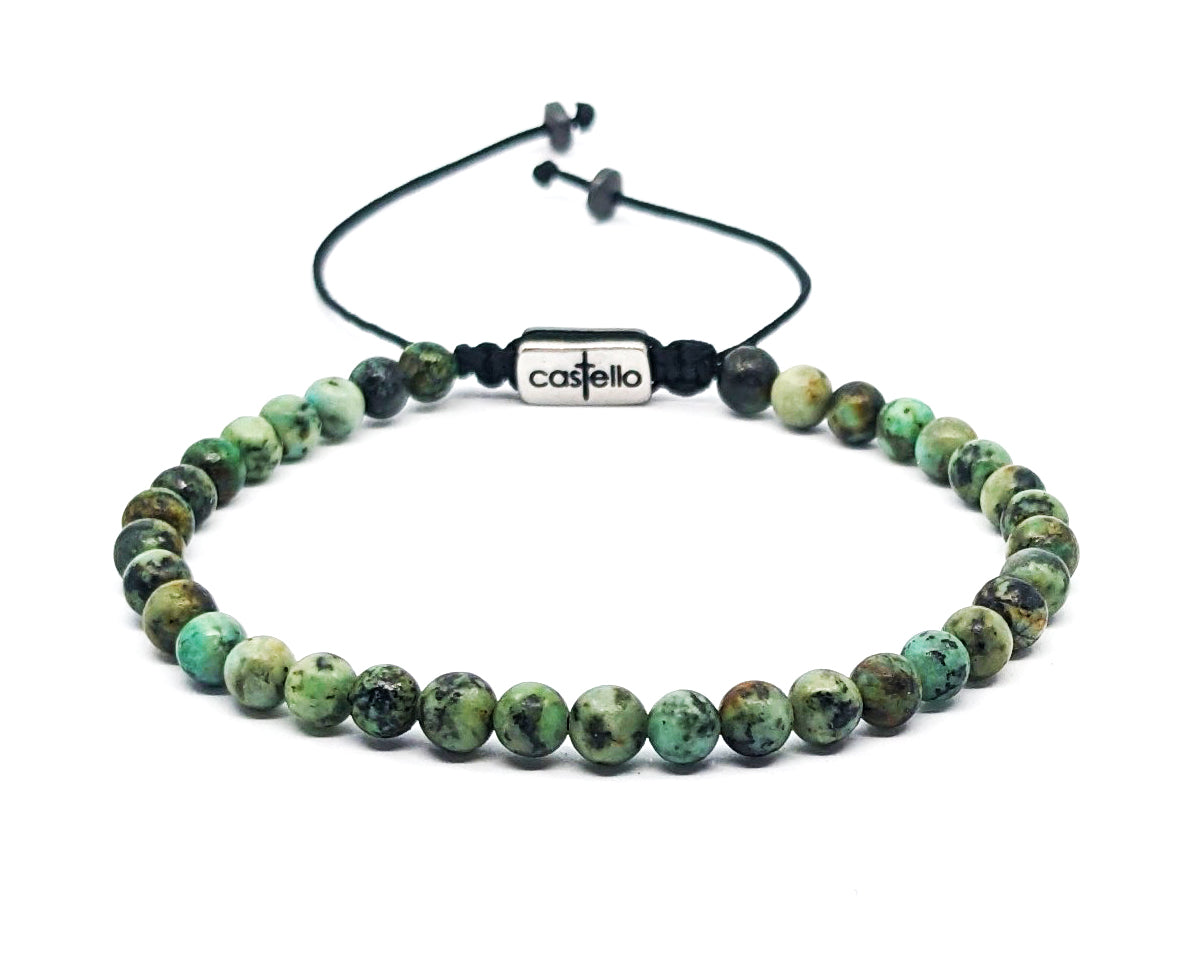 Hand Made Bracelet, African Turquoise stone 4mm | Castello Jewels