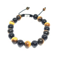 Polished Tiger's Eye & Onyx Unisex Bracelet, 10mm | Castello Jewels