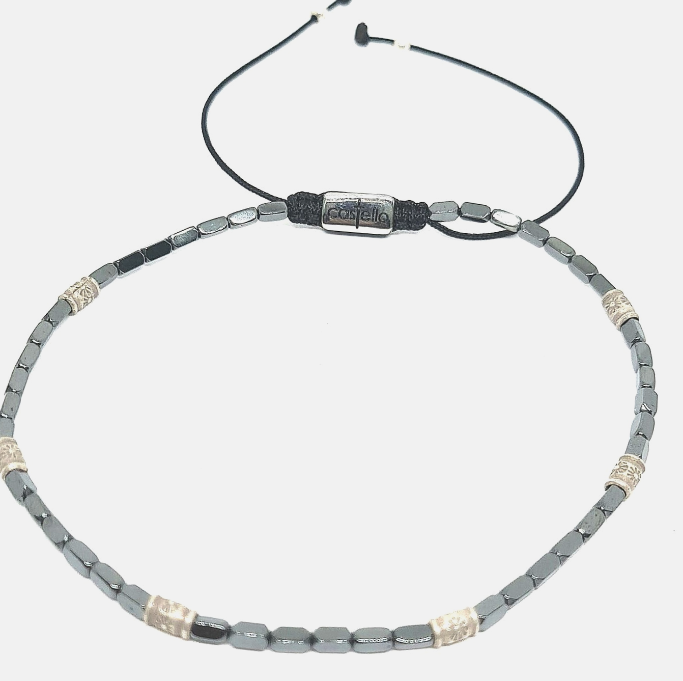 Hand Made Anklets, Silver 925 Hematite, stone 4mm | Castello Jewels