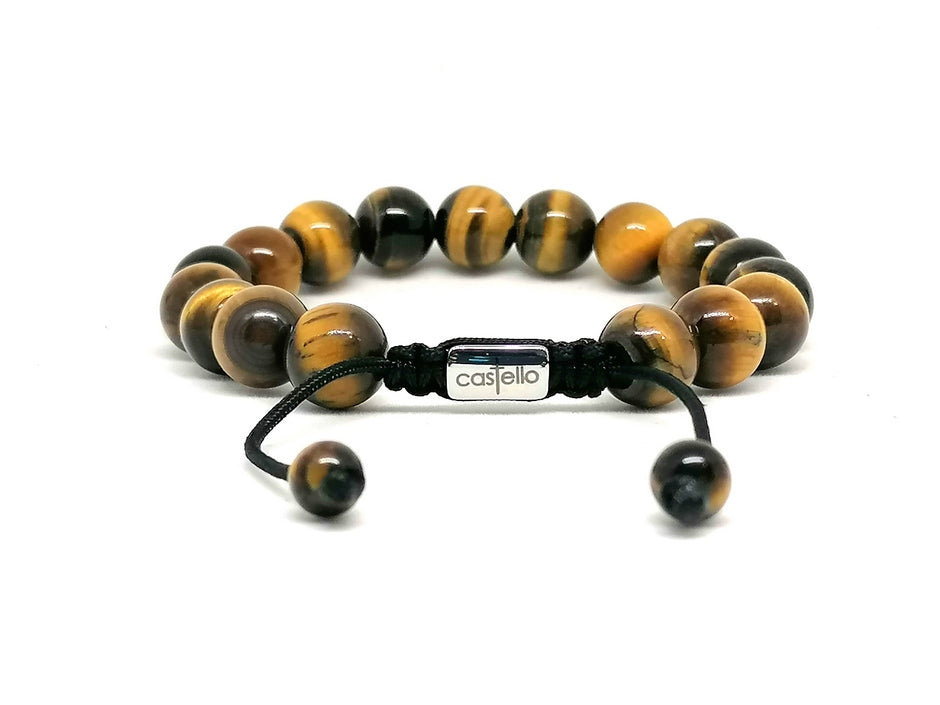 Hand Made Bracelet Tiger eye Polish, 10mm stone — view 3 | Castello Jewels