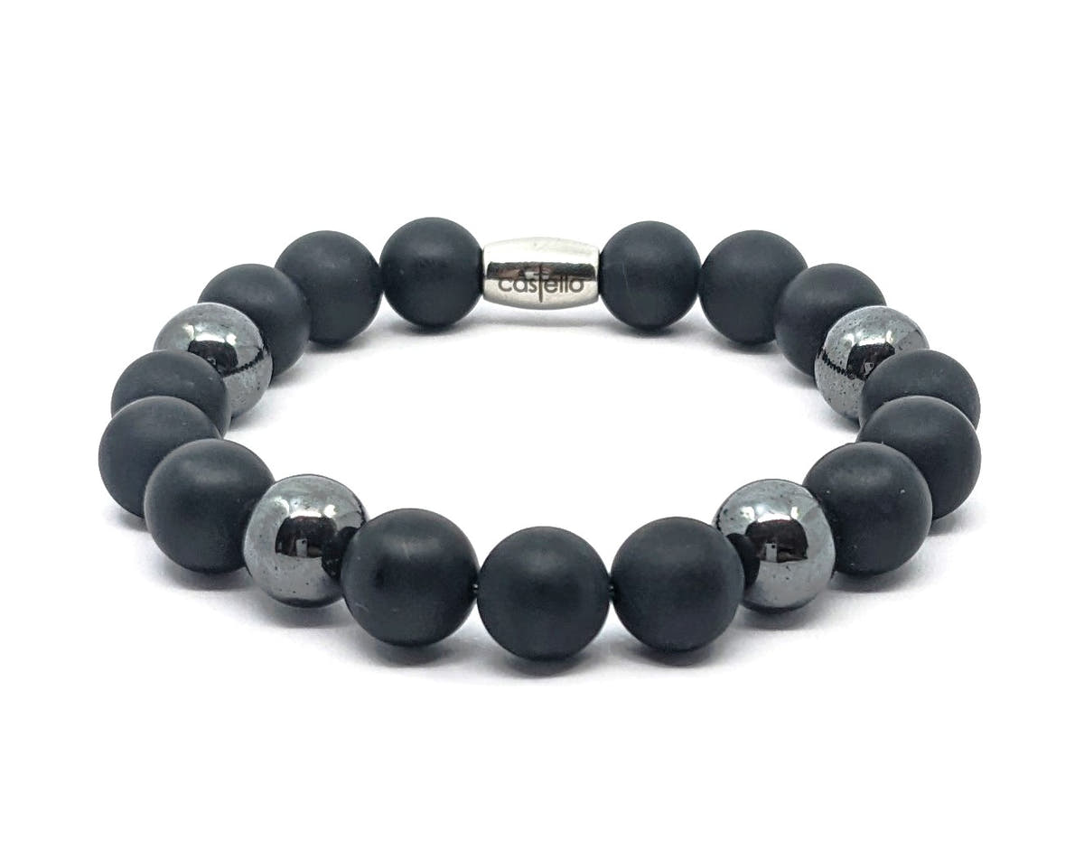 Onyx & Hematite Beaded Bracelet, 10mm, view 2 | Castello Jewels