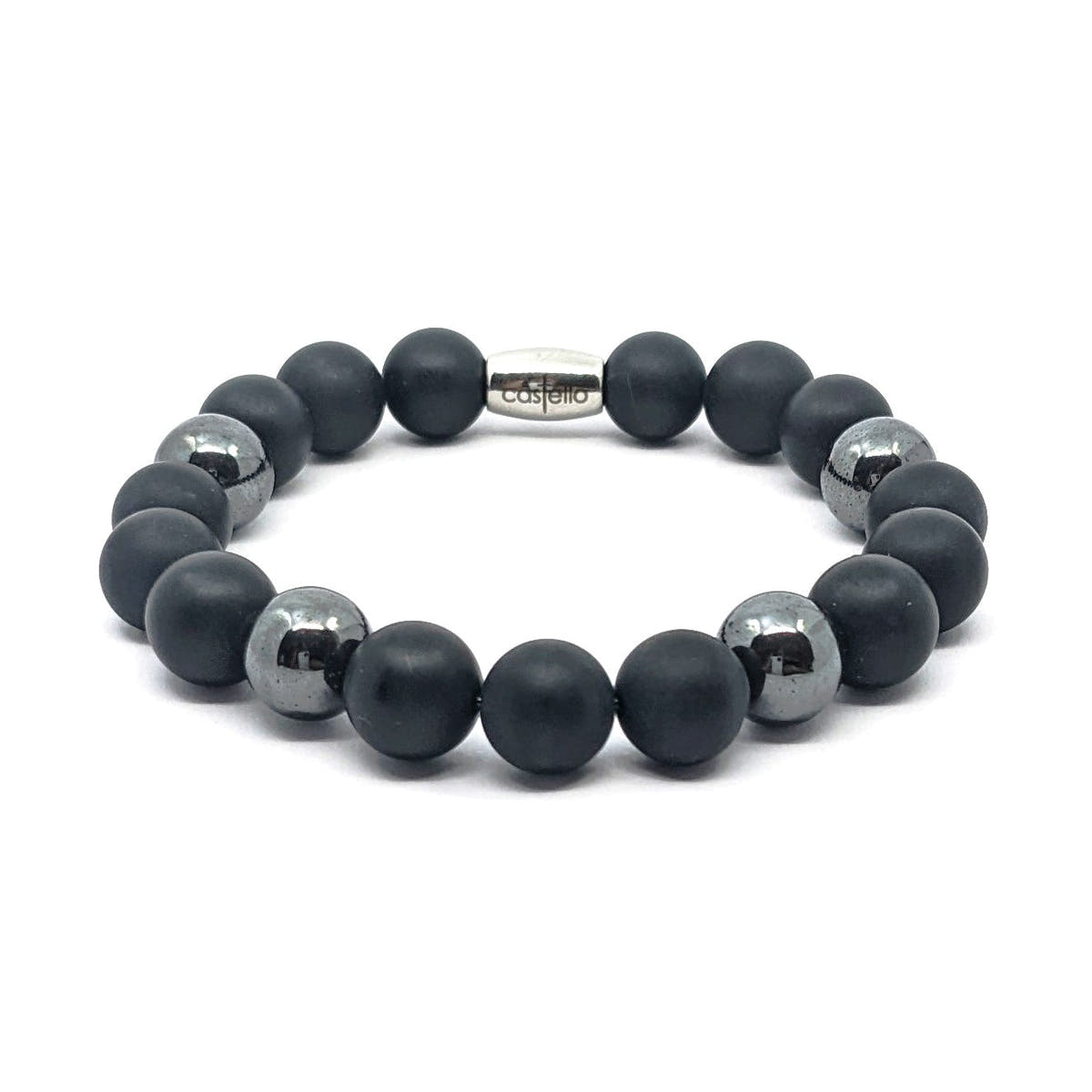 Onyx & Hematite Beaded Bracelet, 10mm, view 2 | Castello Jewels