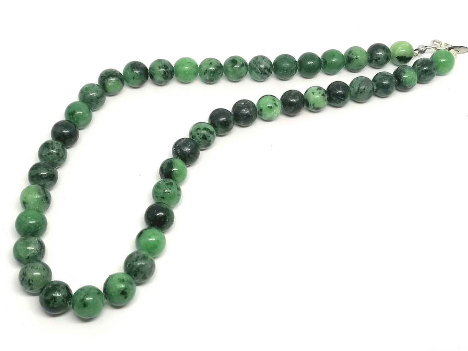 Ruby Zoisite Beaded Necklace, Sterling Silver, 10mm | Castello Jewels