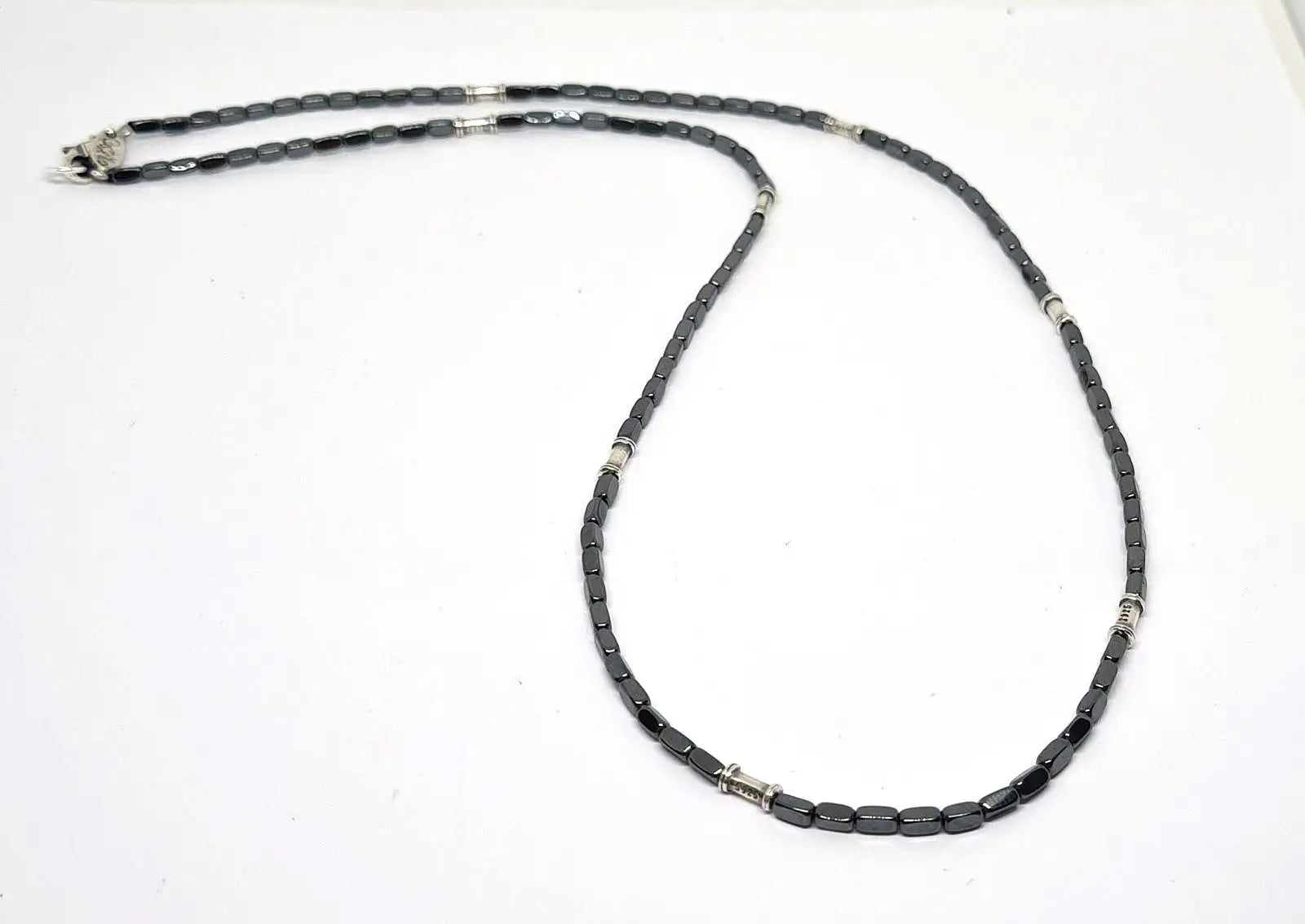 Hand Made Silver Necklace, Hematite stone of 2mm | Castello Jewels