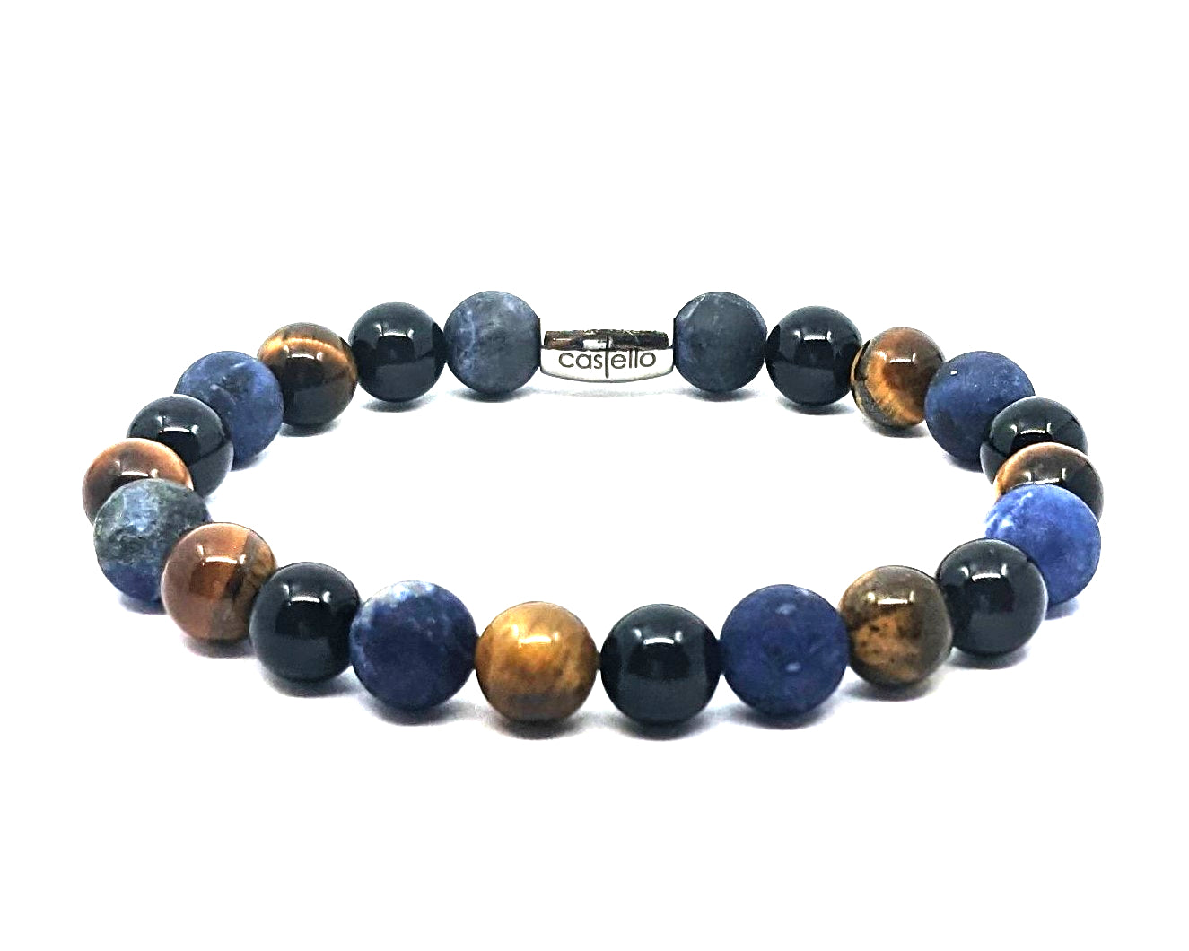 Gemstone Bracelet Sodalite, Onyx Polish, Tiger's eye Polish stone 8mm — view 2 | Castello Jewels