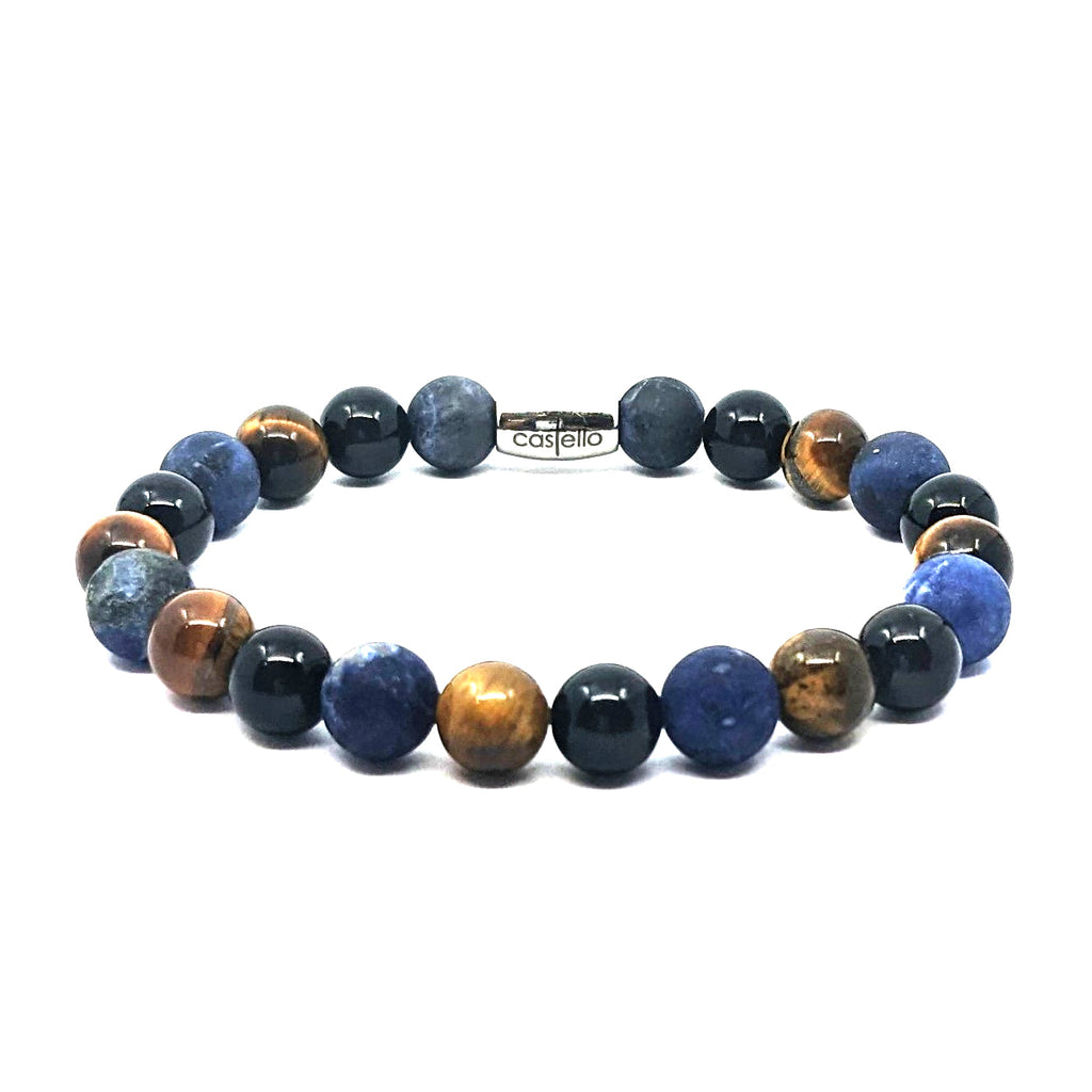 Sodalite, Onyx & Tiger's Eye Gemstone Bracelet, 8mm, view 2 | Castello Jewels