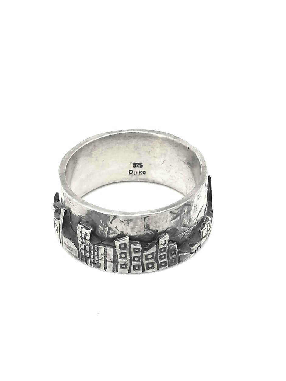 Mens Silver Ring Big City — view 2 | Castello Jewels