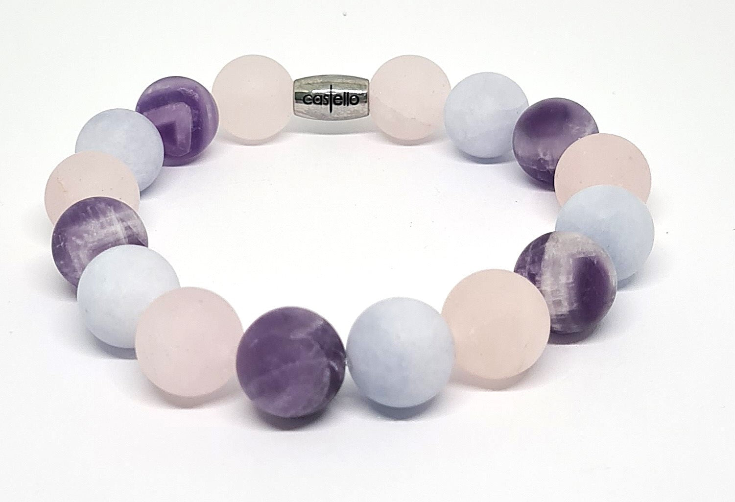 Hand Made Bracelet, Amethystos, Rose, Aqua Marine Stone 12BM | Castello Jewels