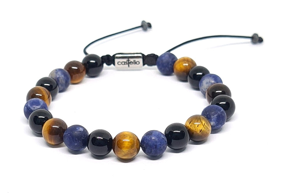 Gemstone Bracelet Sodalite, Onyx Polish, Tiger's eye Polish stone 8mm | Castello Jewels
