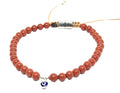 Hand Made Bracelet Evil Eye 925', Red Jasper stone 4mm | Castello Jewels