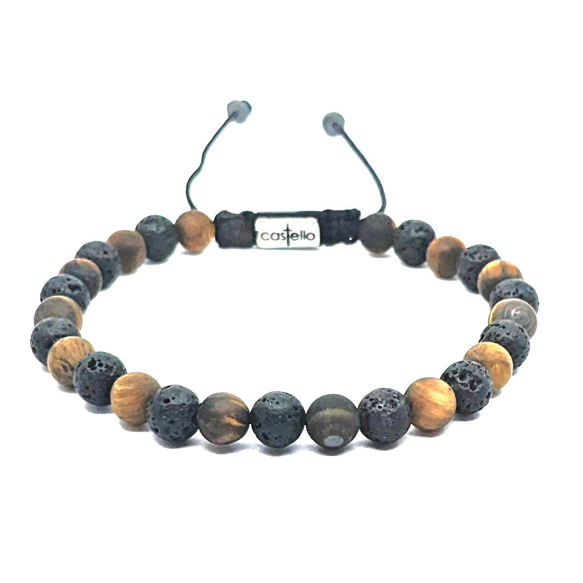 Tiger's Eye & Lava Stone Beaded Bracelet, 6mm | Castello Jewels