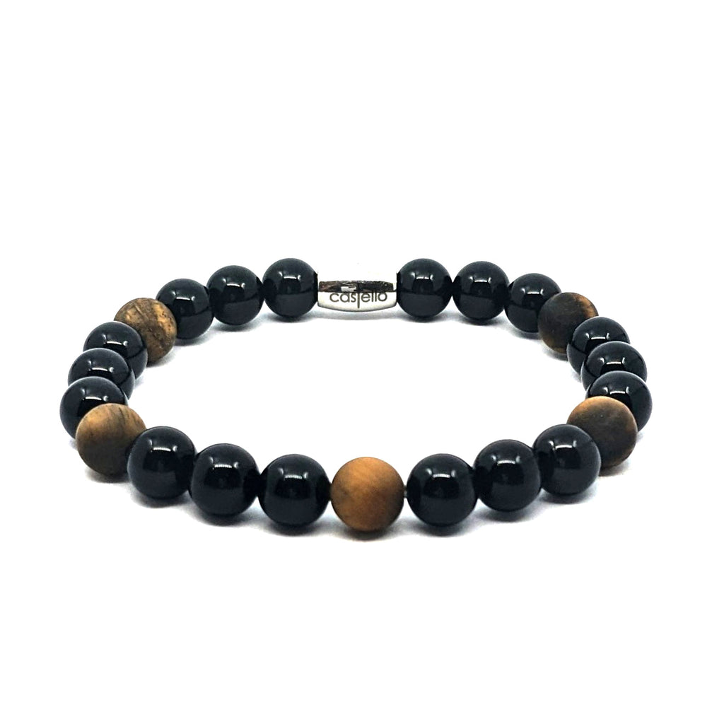 Polished Onyx & Tiger's Eye Boho Bracelet, 8mm, view 2 | Castello Jewels