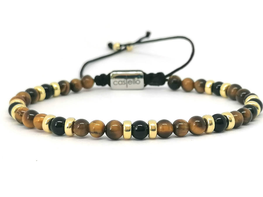 Classic Gold-Plated Polished Onyx & Tiger's Eye — Timeless · 4mm